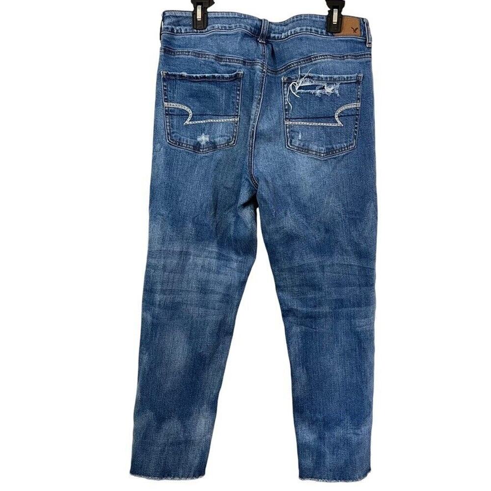 American Eagle Tomgirl Tom Girl Womens Distressed Mid Rise Stretch Jeans sz 14 - Picture 15 of 16
